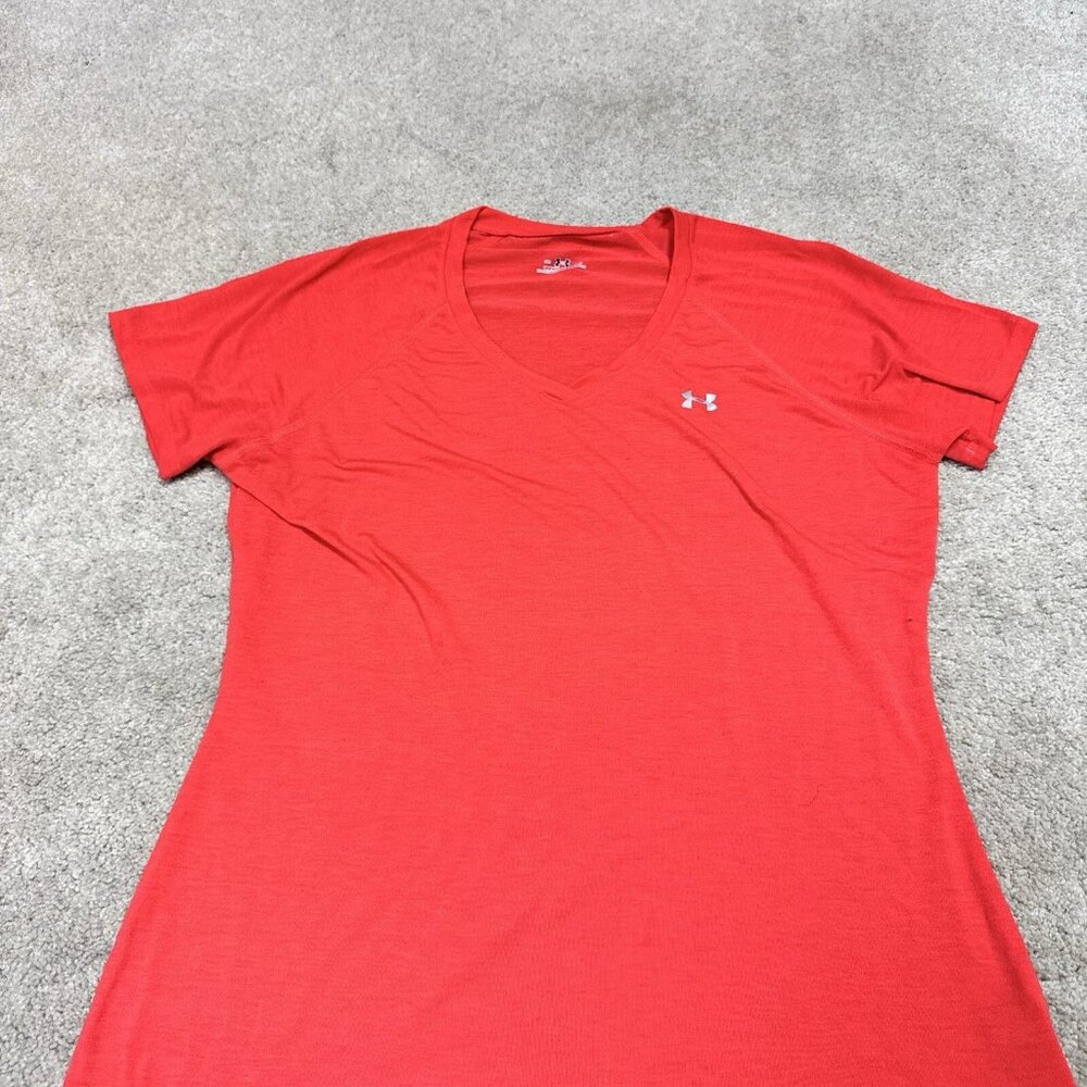 Under Armour T-Shirt Red-Orange Short Sleeve Women’s Size Medium - Picture 6 of 11